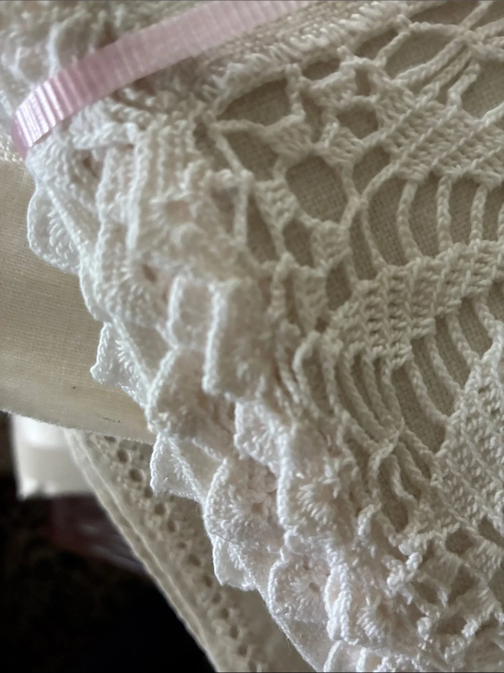 Vintage Linen & Crochet Lace Napkins - Cream